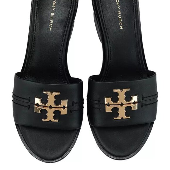 Tory Burch Black Sandals with Gold Logo - Picture 5 of 9